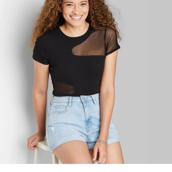 Wild Fable Super High Rise Women's Light Blue Rolled Cuff Shorts New - Picture 10 of 10